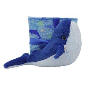 Blue Whale Plush & Blanket Gift Set 35x47 Baby Shower Nursery NWT